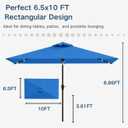 6.5 x 10ft Rectangular Patio Umbrella with Solar Lights, 16 LED Lighted Market Umbrella with Push-Button Tilt and Crank, 6 Sturdy Iron Ribs for Garden, Deck, Pool, Royal Blue