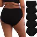 INNERSY Plus Size Big Curvy Woman Cotton Underwear High Waist Briefs 5-Pack, 4XL