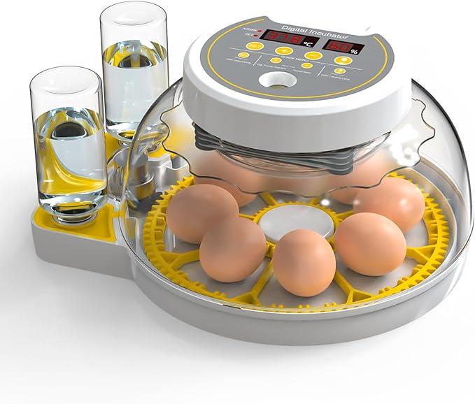 8/12Egg Incubator for Hatching Eggs with Humidity Display, Automatic Egg Turner and Egg Candle Tester, for Chickens Ducks Quails Egg -Yellow