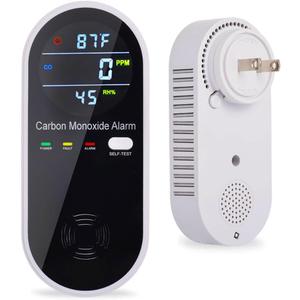 Carbon Monoxide Detector Plug in Wall, WESHLGD Portable Carbon Monoxide Detector for Travel, 3-in-1 CO Detector for Home and Travel Camping, (CO Gas Meter Temperature Humidity Sensor)