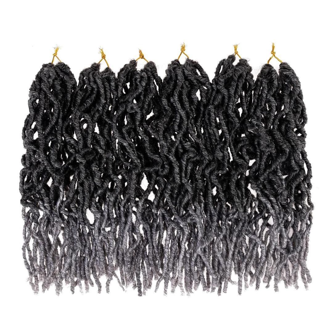 Leeven Ombre Grey Soft Locs Crochet Hair 12 Inch 6 Packs Pre looped Faux Locs Dreadlocks Synthetic Crochet Locs Crochet Hair for Black Women Tgrey#