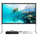 Projector Screen and Stand,JWSIT 135 inch Outdoor Movie Screen-Upgraded 3 Layers PVC 16:9 Outdoor Projector Screen,Portable Video Projection Screen with Carrying Bag for Home Theater Backyard