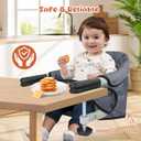 Hook On High Chair, Portable Foldable Clip On Baby Travel High Chair, Lightweight Feeding Seat with Storage Bag, BPA-Free Safety Harness for Home Restaurant (Grey)