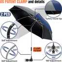 2 Pack Beach Umbrella with 360 Universal Clamp, UPF50+ Umbrella Outdoor Patio Sun Protection for Chairs, Beach &Patio Use (Not Include Chair)