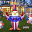 YEFOLAHK 5FT 4th of July Inflatable Bald Eagle Blow Up Uncle Sam Eagle Built-in LED Lights for Indoor and Outdoor lawns Gardens patios and Sports Fields Independence Day Patriotic Decorations