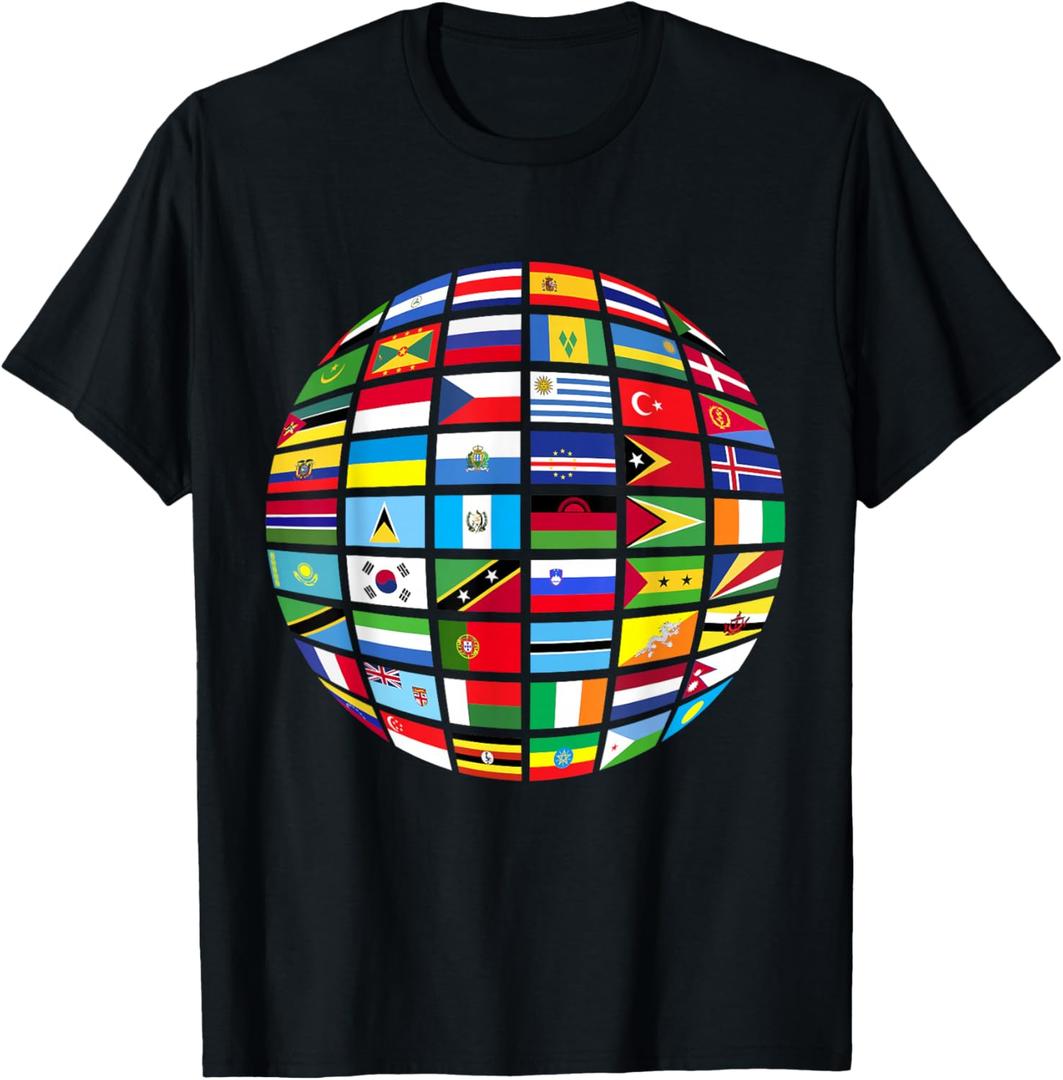 All Countries Flags of The World 287 Flag International T-Shirt, Size XL