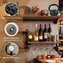Industrial Pipe Shelving Wine Rack Wall Mounted，Bar Shelves Hanging Wine Rack with 4 Stem Glass Holder,Liquor Bottle Display Shelf is Suitable for Living Room, Kitchen