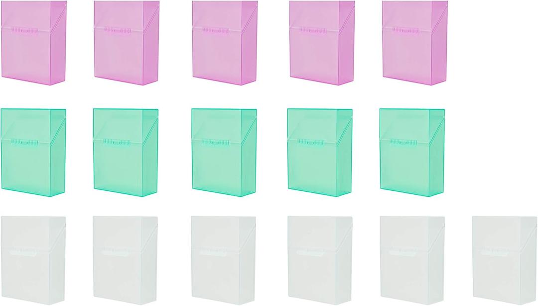 It's Academic Crayon Box with Hinged Lid and Snap Closure, Clear, Purple, and Green Plastic, 16-Pack  