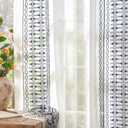jinchan Grey Sheer Curtains for Bedroom 63 Inch Length Leaf Embroidered Semi Sheers for Living Room Botanical Embroidery Voile Transparent Back Tab Window Treatments 2 Panels