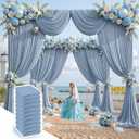 50 ft x 10 ft Wrinkle Free Dusty Blue Backdrop Curtain for Parties, 10 Panels 10ft Polyester Dusty Blue Photo Backdrop Drapes for Graduation Birthday Wedding Party Stage Curtains