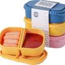 3 Pack Silicone Reusable Snack Containers with Lids - 8 oz Double Compartment Snackle Box for Kids & Adults, BPA-Free & Leakproof, Small for Dressing, Snacks, School, Office, Picnic