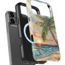 Esdot for iPhone 17 Pro Case Cute - Wireless Charging Compatible Dual-Layer Soft Silicone + Hard Shell - Wildflower Design - Protective Phone Cover for Women Girls - Palm Tree Sunset Beach