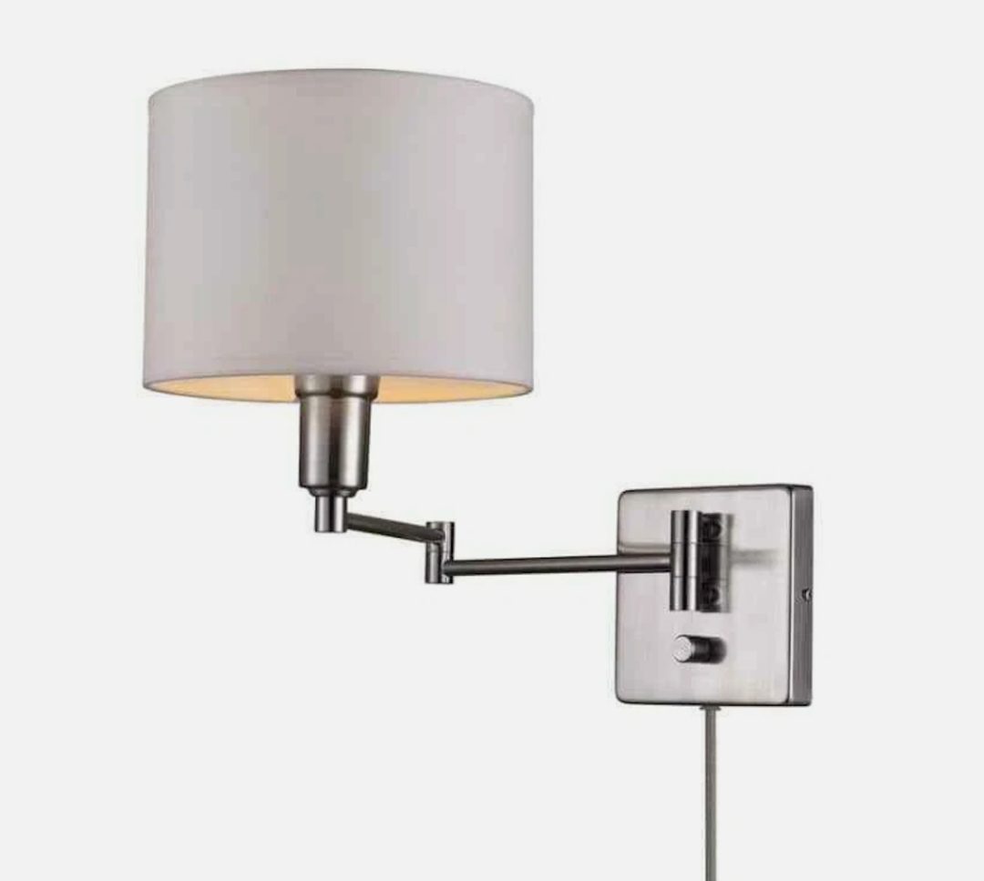 Globe Electric Anderson 1-Light Brushed Steel Plug-In or Hardwire Wall Sconce