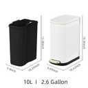 KSSKSS 2.6 Gallon Slim Bathroom Trash Can with Soft Close Lid, 10L Stainless Steel Garbage Can with Removable Liner Bucket, for Narrow Spaces, Bathroom, Bedroom (White)