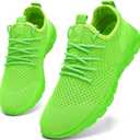 Oltyutc Tennis Gym Shoes for Women Lightweight Running Sneakers Slip On Walking Shoes for Outdoor Workout Travel (8.5, Bright Green)