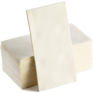Ivory Napkins | Linen Feel Guest Disposable Cloth Like Paper Dinner Napkins | Hand Towels | Soft, Absorbent, Paper Hand Napkins for Kitchen, Bathroom, Parties, Weddings, Dinners Or Events | 50 Pack
