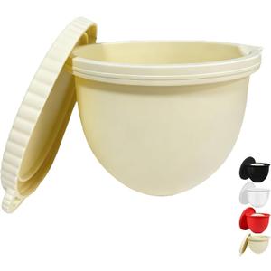 Silicone Mixing Bowl Liners, 5 Quart Silicone Mixer Bowl Insert with Lids, Heat Resistant, Easy Clean, Non-Slip and Noise Reducing Baking (Beige)