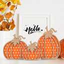 Fall Pumpkin Decor, Thanksgiving Fall Decorations for Home, Wooden Pumpkin Autumn Decor, 3 PCS Handmade Crafts, Thanksgiving Decorations for Indoor, Home Table Tiered Tray Mantel (4-8 Inch)