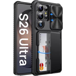 Vihibii for Samsung Galaxy S26 Ultra Case with Card Holder (4 Cards) RFID Blocking & Slide Camera Cover, Military Grade Drop Protection, Wallet Phone Case for Samsung Galaxy S26 Ultra 6.9" 2026, Black