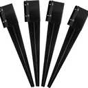 Metal Ground Spike Heavy Duty Black Coated Powder Fence Stakes Post Support Base for 4"x4" Mailbox or Fence, 24"x4"x4" Outer Dia (3.5"x3.5" Inner Dia), Pack of 4