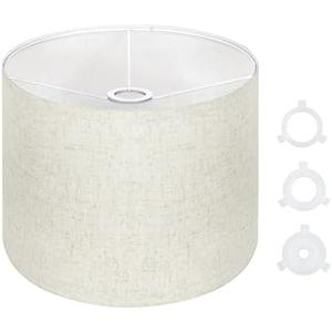 OTTOSEA Beige Drum Lampshade 13''Top X 13'' Bottom X 10'' High, for Table, Floor & Bedside Lamps Natural Linen Hand Crafted, Easy Assembly Required， Includes E26-E14-11mm Adapter Ring