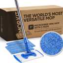 9" Flexible Mini Microfiber Mop System | Adjustable Stainless Steel Handle | 2 Reusable Microfiber Mop Pads | Machine Washable | Wet Mop for Hardwood, Laminate, Concrete, Tile, Stone, Vinyl Floors