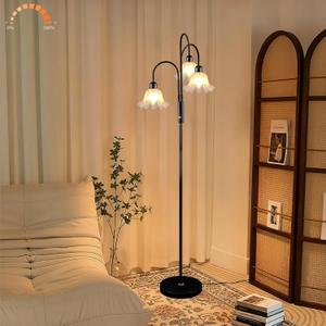 Lightdot 70IN Flower Floor Lamp for Living Room, 3 Light Dimmable Tree Floor Lamps with 3000K Bulb Included for Wedding/Party, Unique Floral Tall Lamp for Bedroom/Sofa Beside/Corner Decor-Black