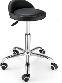 Swivel Rolling Stool with Wheels Height Adjustable Stool Chair Drafting Chair with Backrest Stable Base Foot Black