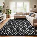 Rtizon Soft Area Rug for Bedroom, 5x7Ft Moroccan Rugs for Living Room, Geometric Non-Slip Carpet with Memory Foam for Boys Girls's Bedside Office Dorm Farmhouse, Black and White