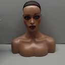Realistic Female Mannequin Head with Shoulders for Display - Manikin Head with Shoulder for Wig/Jewelry/Makeup/Hat/Sunglass Display (Dark Brown)