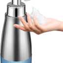 Automatic Foaming Soap Dispenser Touchless Stainless Steel Auto Foam Hand Soap Dispenser Hands Free Electric Refillable Silver for Bathroom Kitchen (Foam Silver)