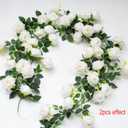 2Pcs 12Ft Bendable Flower Garland Faux Rose Vine for Wedding Decor,White