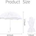 Mini White Lace Parasol Umbrella with Lace Gloves for Kids, Small Wedding Umbrella for Tea Party Wedding Photo Props