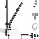 NEEWER Upgraded C Clamp Desk Mount for Dual Camera Mount Stand, 225 Tilt & 360 Swivel Telescopic 17.7"-24.8" Desktop Webcam Stand for DSLRs Overhead Photography Ring Light Phone Action Camera