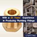 2 x LTWFITTING Brass Pipe Hex Bushing Reducer Fittings 3/8 Inch Male x 1/8 Inch Female NPT Fuel(Pack of 5)