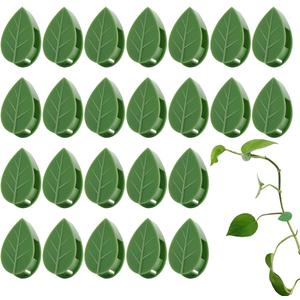 60 Pcs Plant Climbing Wall Fixture Clips Self-Adhesive Hook Vines Traction Clips Invisible Holder Garden Green Leaf Simulation Self-Adhesive Hook Wire Fixing Supporting