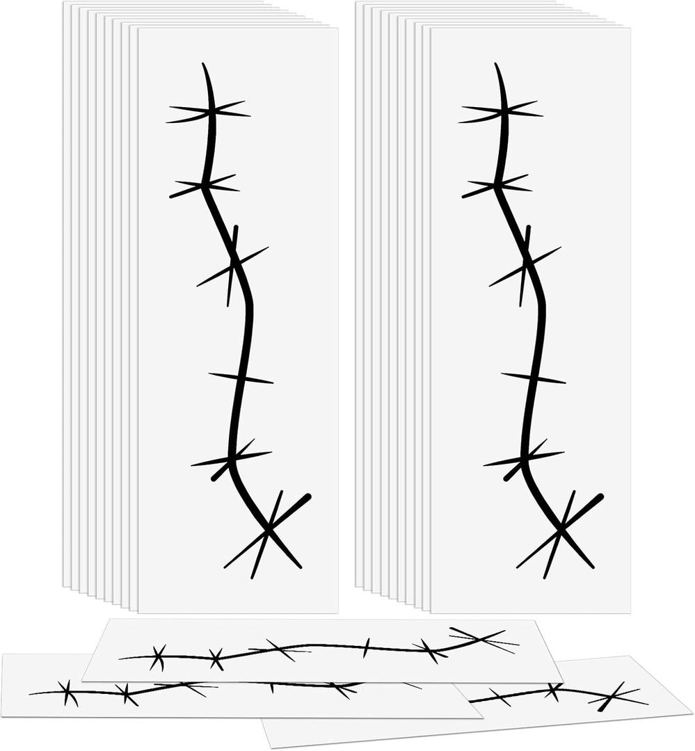 Nosiny 48 Sheets Halloween Stitches Tattoo Stickers Fake Scars Temporary Tattoos Horror Cosplay Accessories for Adult Kids Girls Gifts Halloween Party Decor