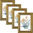BESCRCL 4x6 Picture Frame Gold with Real Glass, Ornate Vintage 4 x 6 Photo Frames for Wall and Tabletop Display, Set of 4