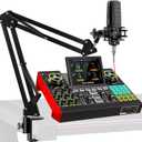 Podcast Equipment Bundle with 3.5mm Condenser Microphone for Pc/Phone Live Streaming Singing Gaming, Podcast Microphone Bundle with Live Sound Board Audio Mixer Denoise,DJ Sets