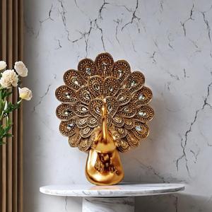 ICE Armor 8" H Peacock with Faux Crystal Accents Figurine Statue Sculpture Ornament Decoration Home/Room Decor and Gift Ideas for Housewarming, Holidays and Birthdays Great Collectible Addition