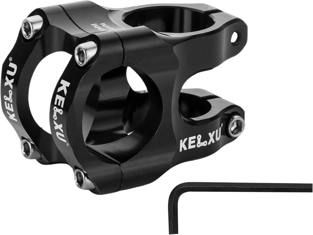 Bike Stem 31.8 Lightweight CNC Aluminum Alloy Short MTB Stem 35mm Handlebar Stem for Most Bicycle, Road Bike, Fixed Gear, Downhill Bike, Track Bike, BMX, Cycling(Black)