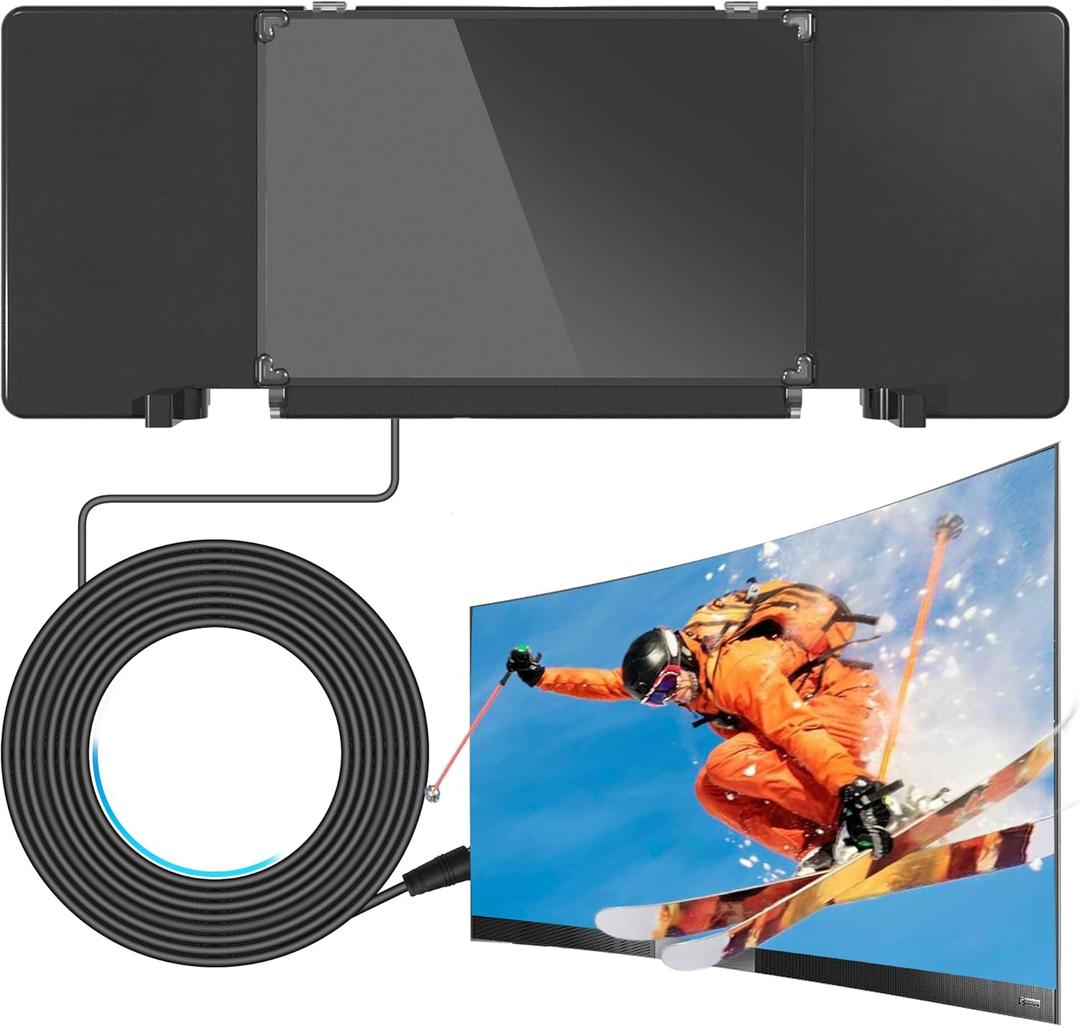 TV Antenna Indoor/Outdoor, 680+ Miles Long Range HDTV Antenna for Smart TVs, Supports 8K 4K 1080p, Amplified Signal for Local Channels, Includes 16.5ft Coaxial Cable (3036, Black)