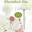 50 Pack White Artificial Dahlia Flowers 3.94" Silk Flower Heads with 7.87" Bendable Wire Stems Bulk Fake Dahlias for Wedding Bouquets, Centerpieces, Home & DIY Floral Arrangements
