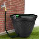 Riokko Garden Hose Holder Pot, Decorative Wicker Hose Holder, Water Hose Storage for Outside/Garage, Hose Box Fits 100-400 FT Hoses with 5 Drain Holes, Large Capacity & Assembly Required, Black