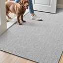 LUMI Ultra Thin Indoor Door Mat for Entrance 36"x60", Non Slip Entryway Mat, Low Profile Doormat, Unique Herringbone Design Carpet for Inside, Patio, Porch, Gray
