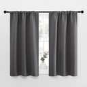 NICETOWN Grey Window Curtains for Bedroom - Home Decoration Thermal Insulated Rod Pocket Blackout Blinds & Drapes for Small Windows (Gray, 2 Panels, W34 x L45 -Inch)