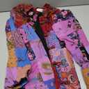 Women's Patchwork Jacket, Boho Floral Lightweight Spring Fall Coat, Artistic Vintage Bohemian Outerwear (M)
