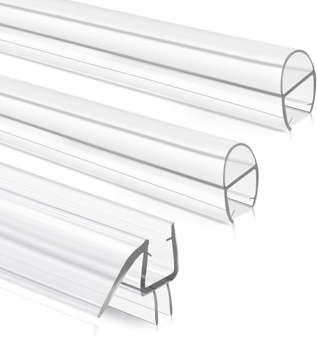 Shower Door Seal, 3 Pack 3/8" X 78" Glass Door Bottom Seal, Ultra Clear Frameless Shower Doors Strip Side U-Type, Shower Door Sweep to Stop Water Leaks for 3/8 Inch (10mm) Glass