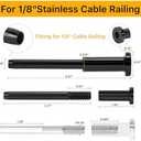 50 Pack 1/8" Black T316 Stainless Steel Invisible Cable Railing KitSwage Stud End for Deck, Stair, Wood & Metal Posts Black Cable Railing Hardware