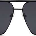 SOJOS Retro Oversized Square Polarized Sunglasses for Women Men Vintage Shades Classic Large Metal Sun Glasses (Shiny Black)